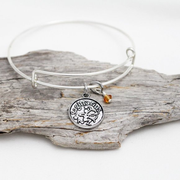 November Sagittarius Adjustable Charm Bangle - Handmade Zodiac Bracelet - Picture 1 of 10